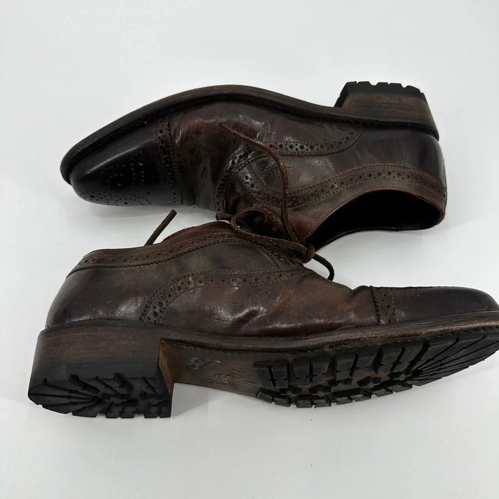 Freebird Steven George Mens 10 Dark Brown Wingtip‎ Brogue Cap Toe Oxford Shoes